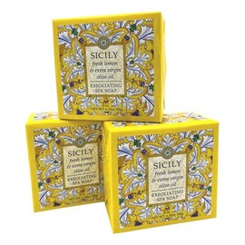 Greenwich Bay Trading Co., Sicily Exfoliating Spa Soap, Set of 3 Square Bars, 6.35 Ounces Each