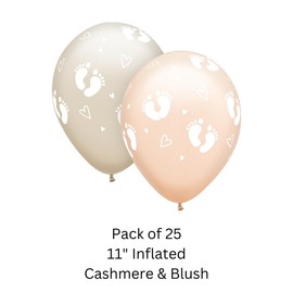 Qualatex 42922 Baby Footprints & Hearts Assorted 11"/ 11-inch Round Latex Party Balloons (Pack of 25)
