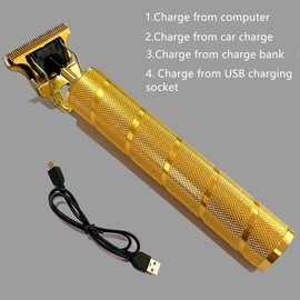 Goldseaside Pro T Clippers, Electric Li Trimmer, Cordless Rechargeable, Professional Bald Headed USB Rechargeable Trimmer for Men (Gold)