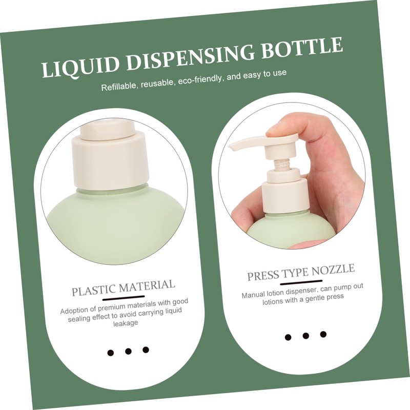 PACKOVE 4pcs Green Round Shoulder Shampoo Bottles with Leak Pump