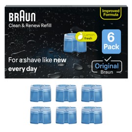 Braun Clean & Renew Refill Cartridges CCR, Replacement Shaver Cleaner Liquid Solution for Clean&Charge System, Pack of 6
