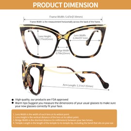 Voogueme Tortoise Cat Eye Blue Light Blocking Glasses for Women Anti UV Eyestrain Eyewear Janina OX006465-03, Large