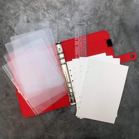 A5 Felt Binder with pages & Binder Pocket Set Red BW