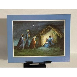 Rust Craft Greeting Cards Vintage Christmas Card  with Manger Scene by Rust Craft