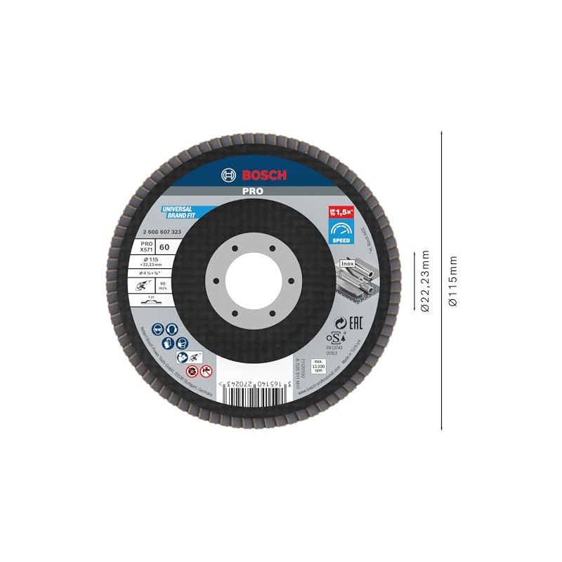 Bosch 1x PRO Metal X571 Flap Disc Straight Version Fiber
