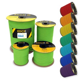 EDCX 4mm Nylon Paracord 550 15m (50 feet) - Type III, 100% Nylon Rope, 7 Strand Rope, 4mm nylon rope in Solid Colors (Neon Green, 15 m)