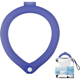 Neck Cooling Tube with Insulated Bag, Ice Neck Cooler Ring Wearable Body Cooling Products for Outdoor Indoor, Cooler Wraps Anti-Slip with Buttons for Summer Hot Weather - Color: Navy Blue