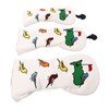 3PCS Golf Club Head Cover PU Waterproof Bird Pattern Golf