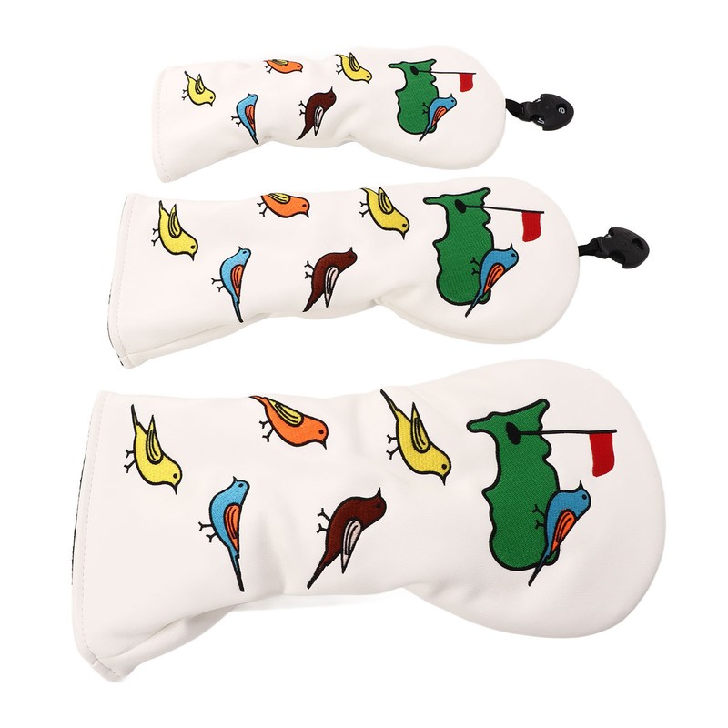 3PCS Golf Club Head Cover PU Waterproof Bird Pattern Golf