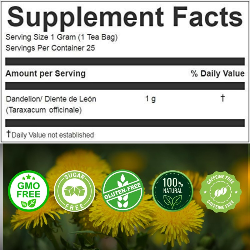 Hanan Dandelion Root Tea Bags 25 Count Detox Herbal Digestive
