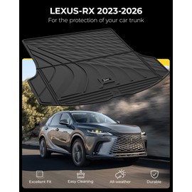 3W Cargo Trunk Liner for Lexus RX/RX350/RX350h/RX500h 2026 2025 2024 2023, TPE All Weather Custom Fit Lexus RX Cargo Mat Anti-Slip Heavy Duty Accessorious, Black(Not fit RX450h+ PHEV)