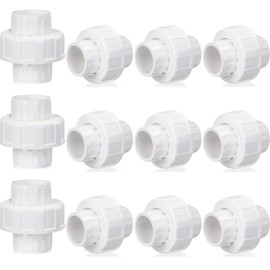 Pangda 12 Pcs PVC Union Coupling Pipe Fitting PVC Slip Union Pipe Fittings Adapter Coupling Schedule, White (3/4")
