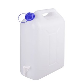 Jerrycanshop - Plastic Canister 10 L with Tap - Canister for Water and Food - Water Canister - 10 Litres - Plastic (HDPE) - BPA Free - Natural