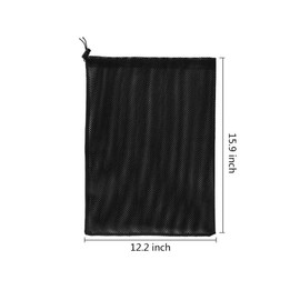 EQINI 2 Pack Pump Barrier Bag, 12.2"*15.9" with Drawstring Pond Mesh Pump Filter Bag for Pond biofilters Aquarium Filtration and Outdoor Swimming Pool Black Media Bags