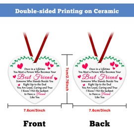 Friendship Gift for Women Friends Ceramic Hanging Decoration Appreciation Gift for Work Bestie Thank You Gift for Best Friend BFF Soul Sister Birthday Gift for Friend Hanging Ceramic Heart Decorations