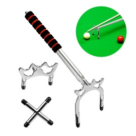 crayfomo Cue Stick Bridge, Retractable Snooker Cues Bridge with 3PCS Replaceable Brass Bridge Head, Pool Table Accessories for Pool Table