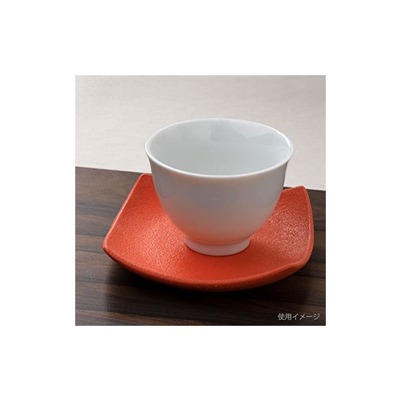 Ceramic Tea Holder (Square, Orange), W 3.5 x H 0.8