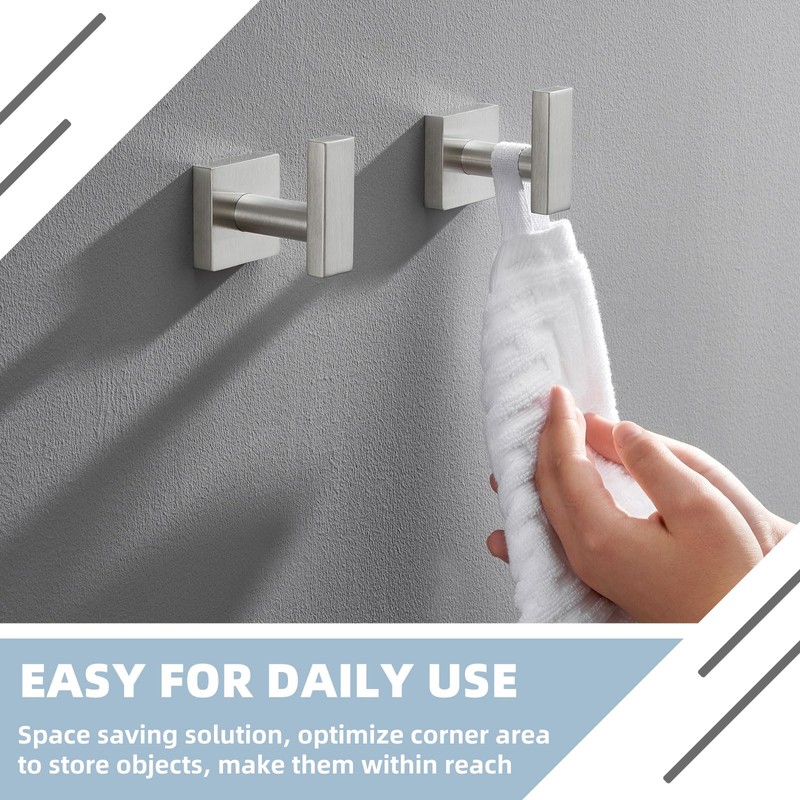 APLusee Brushed Nickel Towel Hook 2 Pack, 304 Stainless Steel