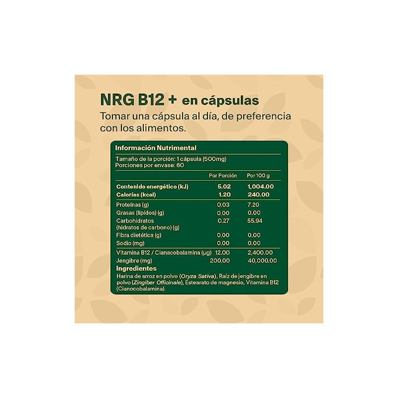 Vital Botanics Vitamina B12 Jengibre Polvo