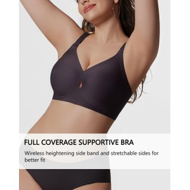 YARNAXA Wireless Full Coverage Bras for Women Seamless Push Up Bralettes No Underwire Comfortable Supportive Everyday Bra Black