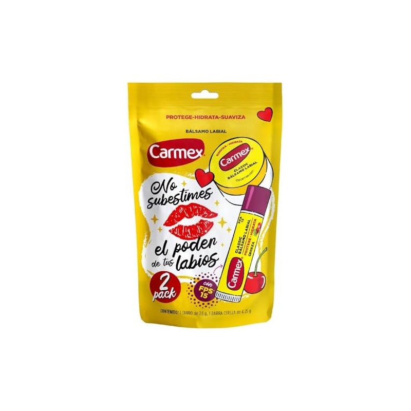 Carmex, Pouch Balsamo Labial Hidratante en Barra sabor Cereza +