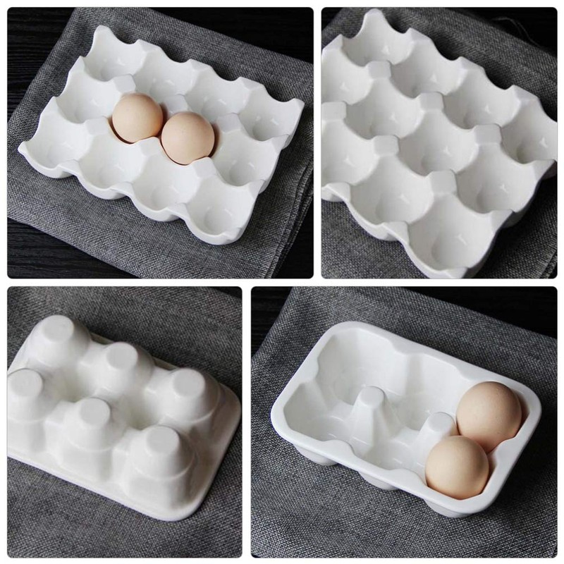 Cabilock Ceramic 6 Cup Egg Holder Half Dozen White Porcelain