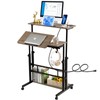 Hadulcet Stand Up Desk, Rolling Desk Adjustable Height, Mobile Standing