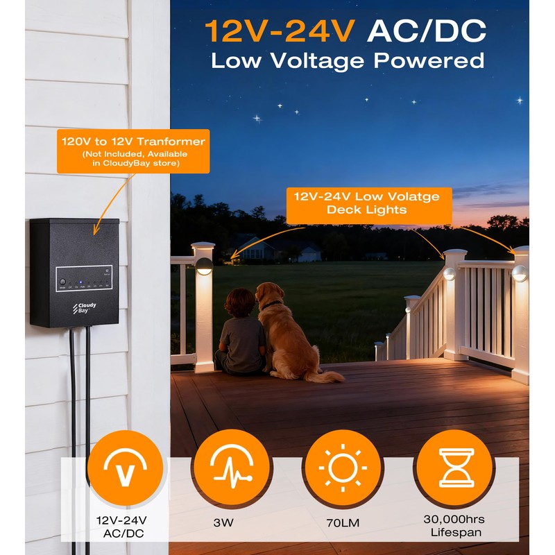 CLOUDY BAY [6 Pack] 3CCT Low Voltage LED Deck Lights