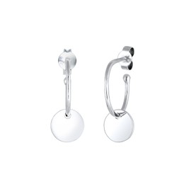 Elli Earrings Circle Hoop Earrings Geo Disc Trend 925 Silver, Silver