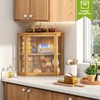 BMOSU Corner Bread Box for Kitchen Countertop Double Layer Bamboo
