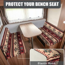 SUITOSELFY South Western RV Dinette Cushion Covers Booth Set Aztec Ethnic Tribal Horse RV Seat Covers Couch Cover 2 Cushion Sofa Camper Cushion Covers Washable Slipcovers Replacement