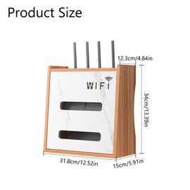Haiansan Wooden Router Shelf Wall Mount WiFi Router Storage Box, Modem Rack Power Strip Cable Management Hider Organizer for Office and Home (Cherry Wood Color)