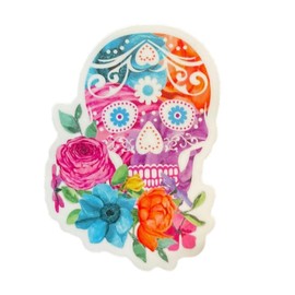 Sugar Skull Sticker, Floral, Waterproof, Decal, Tumbler Sticker, Laptop, Water Bottle