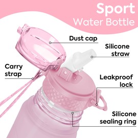 OLDLEY 450ml/15oz Kids Water Bottle with Straw Childrens Boys Girls Toddler Reusable Drink Bottles with Times Markings for School Home Camping Outdoor Sports BPA Free Leakproof Durable