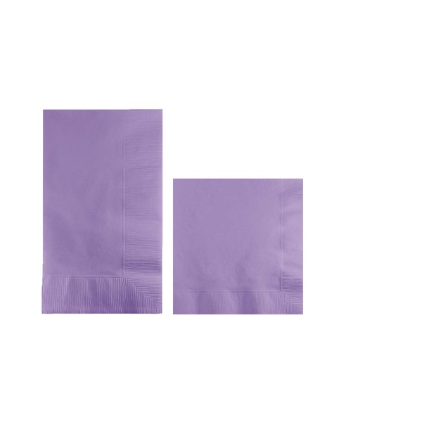 Converting Paper Bulk Party Napkin Bundle, 100 Lavender Dinner and