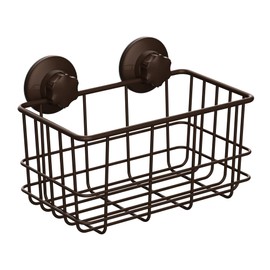 SANNO Powerfu Suction Cup Shower Caddy Basket for Shampoo Combo Organizer Basket Stainless Steel Holder for Bathroom Storage,Bronze