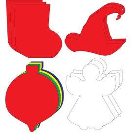 3" Christmas Small Creative Cut-Out Set, with Angel, Santa Hat, Stocking and Ornament, 31 Cut-Outs per Design in a Pack for Classroom Décor, Christmas Theme and Craft Activities for Kids