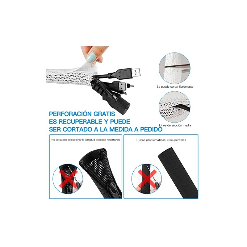 Organizador de Cables, Manguitos de Cable Cubre Cables Protector para