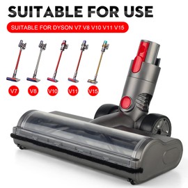 Italdos Motorized Electric Turbo Brush Compatible for Dyson V7 V8 V10 V11 V15 Brush with Roller for Carpet, Parquet, Tile with LED Light, Large Suction Power, Strong Roller with Mixed Bristles