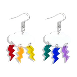 Cloud Earrings for Women Rainbow Rain Cloud Dangle Earrings Lightning Raindrop Earrings for Girls (A: Lightning cloud earrings)