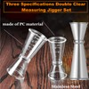 Double Clear Plastic and Stainless Steel Japanese Style Jigger, Set