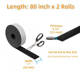 Felt Strips with Adhesive Backing – Furnigear Heavy Duty Cuttable Felt Tape Roll Furniture Pads for Chair Legs - Protecting Hardwood Floors, Chair Wall Protector (Black, 80 x 1 x 0.14 Inch)