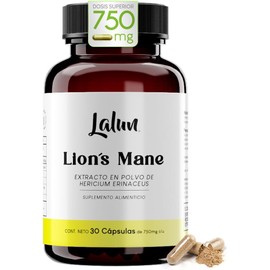Melena de León Extracto 100% Orgánico | Hongos Adaptógenos Naturales | Cápsulas Veganas de 750mg | 30 Cápsulas | Suplementos Alimenticios para Enfoque y Concentración | LALUN ORGANIC