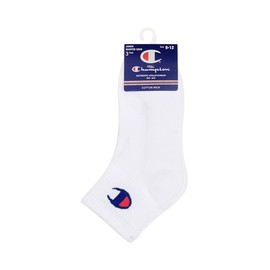 Champion Kids C Logo Quarter Crew Socks (3 Pack), White, Small