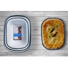 Vintage Gourmet ® Premium White Enamelware with Blue Rim, Oblong,