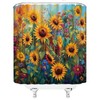 YNFUQANLN Sunflower Shower Curtain Rustic Farmhouse Flower Wildflowers Rustic Plants