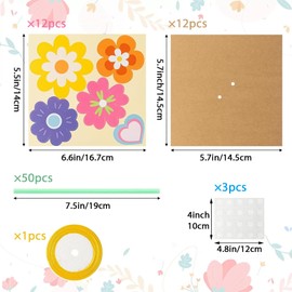 EDLMKM 12 Pack Flower Bouquet Craft Kit, Mothers Day Crafts for Kids, DIY Flower Paper Crafts Mother's Day, Mother's Day Activities Mum Craft Kits Make Your Own Mothers Day Card