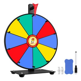 Pionites Prize Wheel Tabletop or Wall Mount Fortune Spin with Dry Erase Marker and Eraser for Engaging Home Parties, Trade Show, Carnival Events (12'' 10slots)