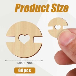 60pcs Pom Poms Buttons for Hats, Wooden Handmade Buttons Removable Love Button Crafts Faux Fur Pom Pom Fastener Holder Sewing Clothing Accessories for Beanies, Knitting, Crochet