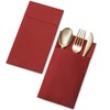 Disposable Linen-Feel Dinner Napkins With Built-in Flatware Pocket, 50-Pack BURGUNDY
